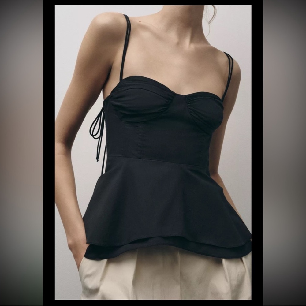 Zara ZW Collection Bustier Top - Black - Large - NWT